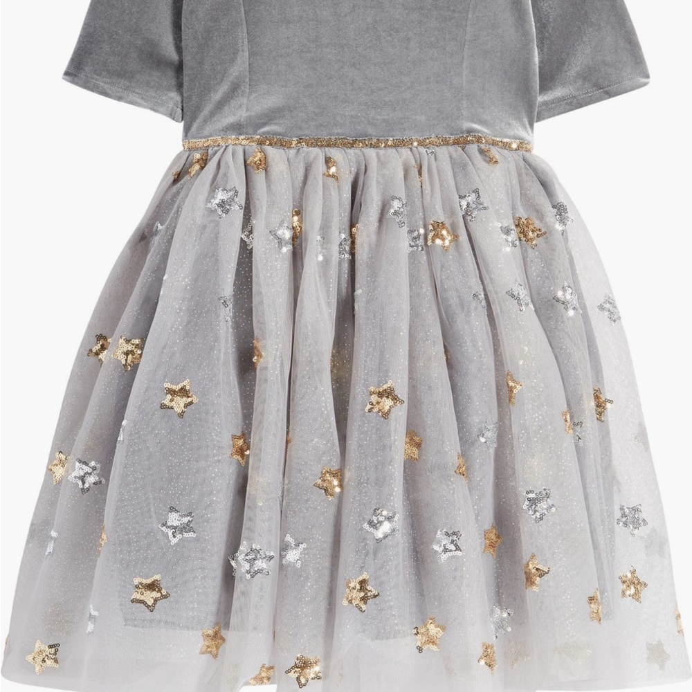 Zunie Gray Velvet Dress with Sequin Details
